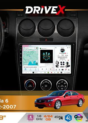 Штатная магнитола для mazda 6 2002-2007 drivex s3 qled 9" android 8-ядерный 1.6ггц 4x64гб sim-карта 3g/4g 7388 4x45w asp tm2313