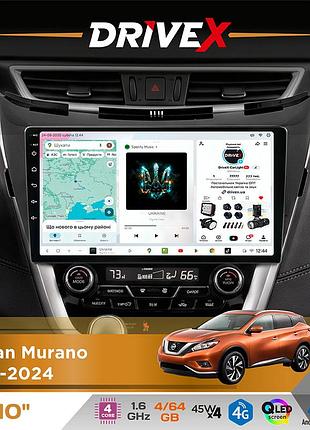 Штатная магнитола для nissan murano 2015-2024 drivex s3 qled 10" android 8-ядерный 1.6ггц 4x64гб sim-карта 3g/4g 7388 4x45w asp