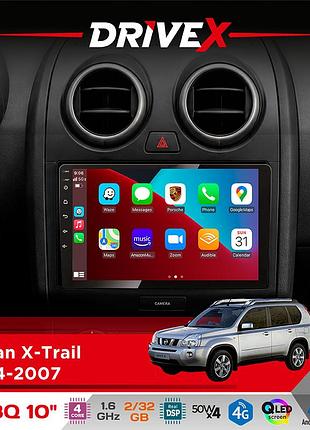 Штатна магнітола для nissan x-trail 2004-2007 drivex un8 qled 10" android 4-ядерний 2x32гб 4x45w бездротовий carplay та