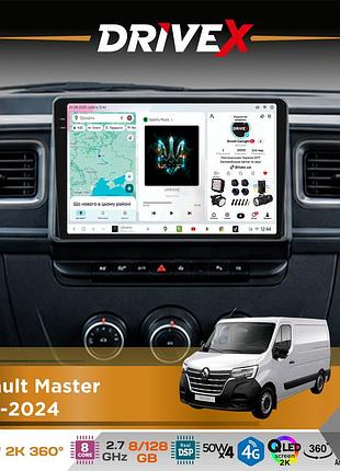 Штатная магнитола для renault master 2019-2024 drivex s7+ 2k qled 10" android 8-ядерный 2.7ггц 8x128гб sim-карта 3g/4g ak7808 ab