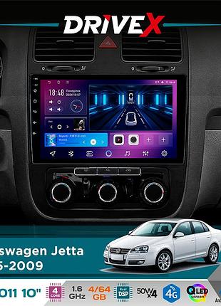 Штатная магнитола для volkswagen jetta 2005-2009 drivex se-1011 qled 10" android 4-ядерный 4+64гб dsp 4x50w(tda7851) беспроводной