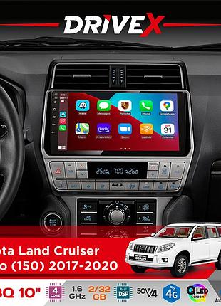 Штатна магнітола для toyota land cruiser prado (150) 2017-2020 drivex un8 qled 10" android 4-ядерний 2x32гб 4x45w бездротовий