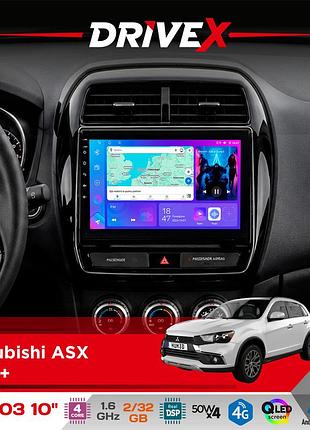 Штатная магнитола для mitsubishi asx 2019+ drivex a-1003 qled 10" android 2+32гб 4-ядерный 4x50w(tda7851) беспроводной carplay и
