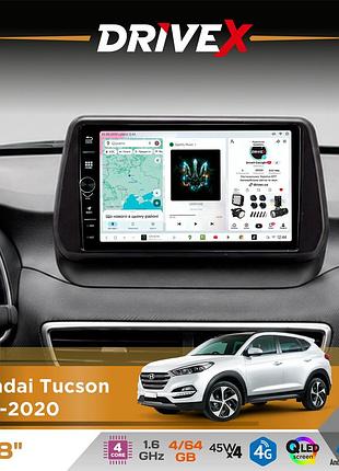 Штатная магнитола для hyundai tucson 2018-2020 drivex s3 qled 8" с физическими кнопками android 8-ядерный 1.6ггц 4x64гб sim-карта