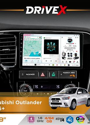 Штатная магнитола для mitsubishi outlander 2006+ drivex s3 qled 9" android 8-ядерный 1.6ггц 4x64гб sim-карта 3g/4g 7388 4x45w asp