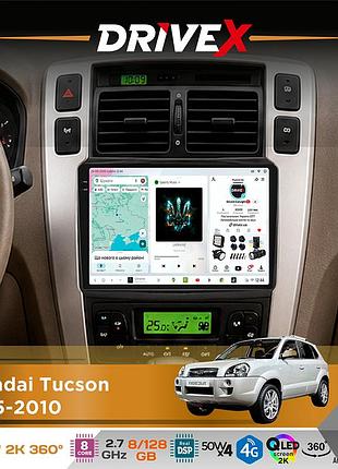Штатная магнитола для hyundai tucson 2005-2010 drivex s7+ 2k qled 10" android 8-ядерный 2.7ггц 8x128гб sim-карта 3g/4g ak7808 ab