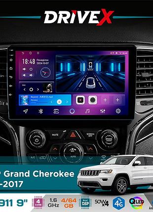 Штатная магнитола для jeep grand cherokee 2013-2017 drivex se-911 4+64гб qled 9" android 4-ядерный 4x50w(tda7851) dsp беспроводной