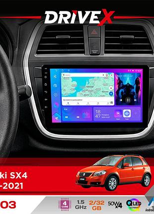 Штатная магнитола для suzuki sx4 2013-2021 drivex a-903 qled 9" android 4-ядерный 2+32гб 4x50w(tda7851) беспроводной carplay и
