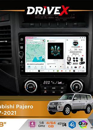 Штатная магнитола для mitsubishi pajero 2007-2021 drivex s3 qled 8" с физическими кнопками android 8-ядерный 1.6ггц 4x64гб sim-карта