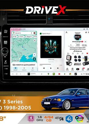Штатная магнитола для bmw 3 series (e46) 1998-2006 drivex s3 qled 8" с физическими кнопками android 8-ядерный 1.6ггц 4x64гб