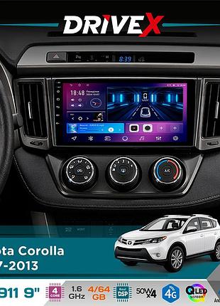 Штатная магнитола для toyota corolla 2007-2013 drivex se-911 4+64гб qled 9" android 4-ядерный 4x50w(tda7851) dsp беспроводной