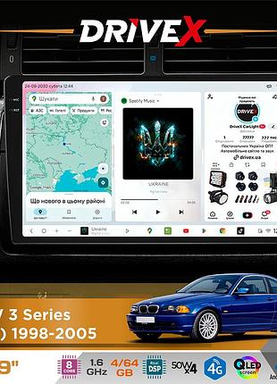 Штатная магнитола для bmw 3 series (e46) 1998-2006 drivex s4 qled 9" android 8-ядерный 1.6ггц 4x64гб sim-карта 3g/4g tda7851 4x50w