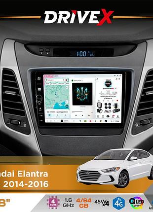 Штатная магнитола для hyundai elantra (md) 2014-2016 drivex s3 qled 8" с физическими кнопками android 8-ядерный 1.6ггц 4x64гб