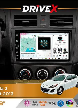 Штатна магнітола для mazda 3 2009-2013 drivex s3 qled 8" з фізичними кнопками android 8-ядерний 1.6ггц 4x64гб sim-картка 3g/4g