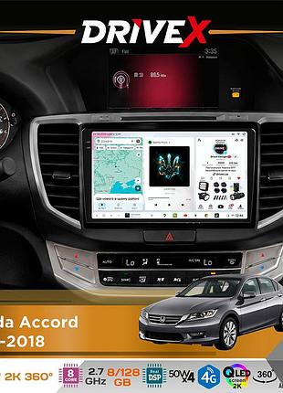 Штатна магнітола для honda accord 2013-2018 drivex s7+ 2k qled 10" android 8-ядерний 2.7ггц 8x128гб sim-картка 3g/4g ak7808 ab