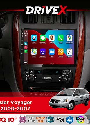 Штатная магнитола для chrysler voyager (rs) 2000-2007 drivex un8 qled 10" android 4-ядерный 2x32гб 4x45w беспроводной carplay и