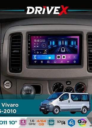 Штатная магнитола для nissan primastar 2006-2014 drivex se-1011 qled 10" android 4-ядерный 4+64гб dsp 4x50w(tda7851) беспроводной