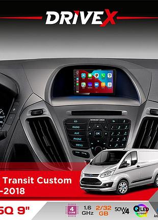 Штатная магнитола для ford transit custom 2012-2018 drivex un5 qled 9" android 4-ядерный 2+32гб 4x45w беспроводной carplay и