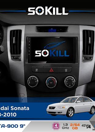 Штатна магнітола для hyundai sonata 2008-2010 sokill delta-900 9" android 4-ядерний 2+64гб 4x45w бездротовий carplay та