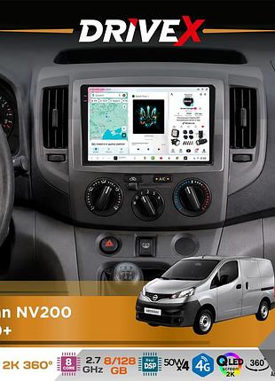 Штатная магнитола для nissan nv200 2009+ drivex s7+ 2k qled 9" android 8-ядерный 2.7ггц 8x128гб sim-карта 3g/4g ak7808 ab 4x50w