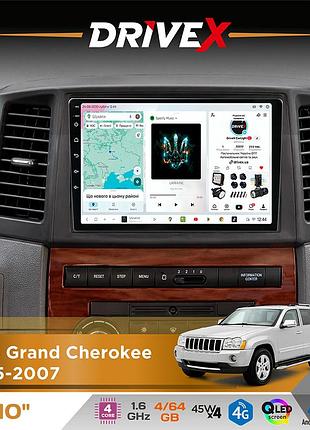 Штатная магнитола для jeep grand cherokee 2005-2007 drivex s3 qled 10" android 8-ядерный 1.6ггц 4x64гб sim-карта 3g/4g 7388 4x45w
