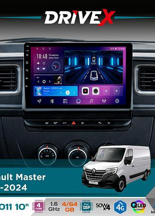 Штатная магнитола для renault master 2019-2024 drivex se-1011 qled 10" android 4-ядерный 4+64гб dsp 4x50w(tda7851) беспроводной