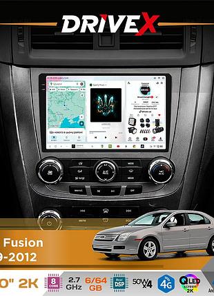 Штатная магнитола для ford fusion 2009-2012 drivex s7 2k qled 10" android 8-ядерный 2.7ггц 6x64гб sim-карта 3g/4g ak7808 ab 4x50w