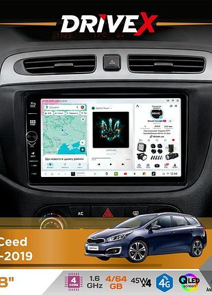 Штатная магнитола для kia ceed 2012-2019 drivex s3 qled 8" с физическими кнопками android 8-ядерный 1.6ггц 4x64гб sim-карта 3g/4g