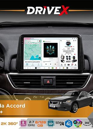 Штатная магнитола для honda accord 2018+ drivex s7+ 2k qled 9" android 8-ядерный 2.7ггц 8x128гб sim-карта 3g/4g ak7808 ab 4x50w