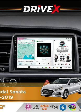 Штатная магнитола для hyundai sonata 2018-2019 drivex s3 qled 9" android 8-ядерный 1.6ггц 4x64гб sim-карта 3g/4g 7388 4x45w asp