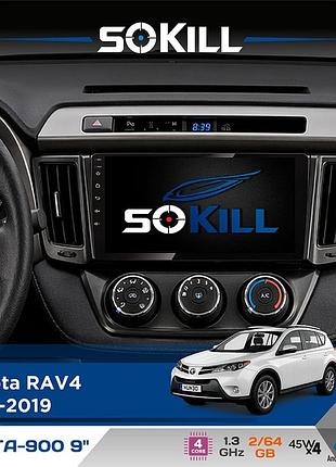 Штатная магнитола для toyota rav4 2013-2019 sokill delta-900 9" android 4-ядерный 2+64гб 4x45w беспроводной carplay и androidauto