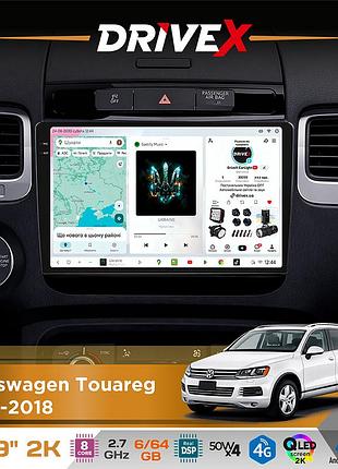 Штатная магнитола для volkswagen touareg 2010-2018 drivex s7 2k qled 9" android 8-ядерный 2.7ггц 6x64гб sim-карта 3g/4g ak7808 ab
