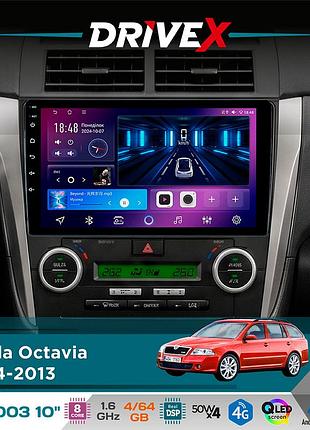 Штатная магнитола для skoda octavia 2004-2013 drivex se-1003 qled 10" android 8-ядерный 4+64гб sim-карта 3g/4g dsp 4x50w(tda7851)
