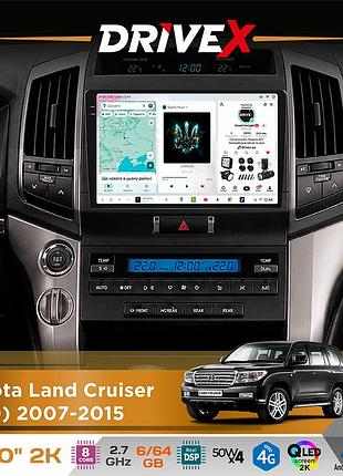Штатная магнитола для toyota land cruiser (200) 2007-2015 drivex s7 2k qled 10" android 8-ядерный 2.7ггц 6x64гб sim-карта 3g/4g
