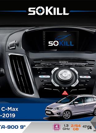 Штатная магнитола для ford c-max 2010-2019 sokill delta-900 9" android 4-ядерный 2+64гб 4x45w беспроводной carplay и androidauto