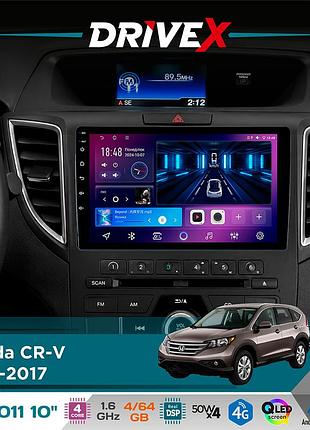 Штатная магнитола для honda cr-v 2012-2017 drivex se-1011 qled 10" android 4-ядерный 4+64гб dsp 4x50w(tda7851) беспроводной carplay