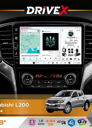 Штатная магнитола для mitsubishi l200 2019+ drivex s3 qled 8" с физическими кнопками android 8-ядерный 1.6ггц 4x64гб sim-карта 3g/4g