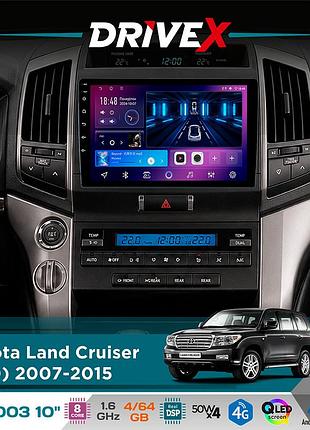 Штатная магнитола для toyota land cruiser (200) 2007-2015 drivex se-1003 qled 10" android 8-ядерный 4+64гб sim-карта 3g/4g dsp