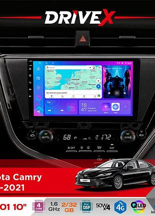 Штатна магнітола для toyota camry 2018-2021 drivex a-1001 10" android 4-ядерний 2+32гб 4x45w бездротовий carplay та androidauto