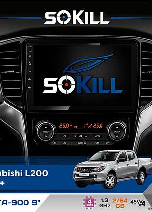 Штатная магнитола для mitsubishi l200 2019+ sokill delta-900 9" android 4-ядерный 2+64гб 4x45w беспроводной carplay и androidauto
