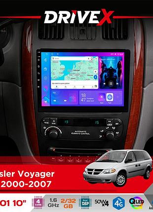 Штатна магнітола для chrysler voyager (rs) 2000-2007 drivex a-1001 10" android 4-ядерний 2+32гб 4x45w бездротовий carplay та