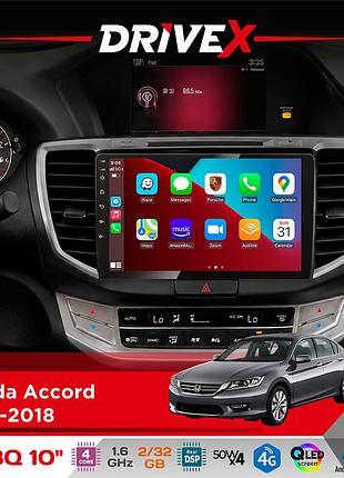 Штатная магнитола для honda accord 2013-2018 drivex un8 qled 10" android 4-х32гб 4x45w беспроводной carplay и androidauto