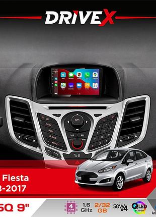 Штатная магнитола для ford fiesta 2008-2017 drivex un5 qled 9" android 4-ядерный 2+32гб 4x45w беспроводной carplay и androidauto