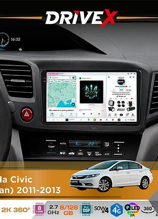 Штатная магнитола для honda civic (sedan) 2011-2013 drivex s7+ 2k qled 9" android 8-ядерный 2.7ггц 8x128гб sim-карта 3g/4g ak7808