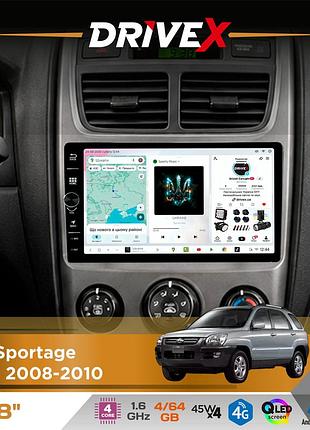 Штатная магнитола для kia sportage (km) 2008-2010 drivex s3 qled 8" с физическими кнопками android 8-ядерный 1.6ггц 4x64гб sim-карта
