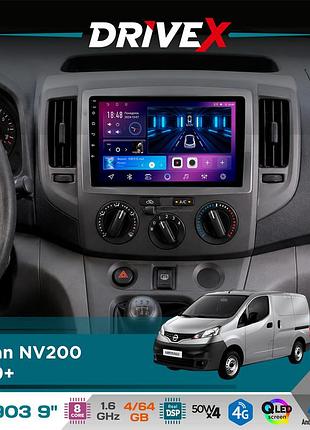 Штатная магнитола для nissan nv200 2009+ drivex se-903 qled 9" android 8-ядерный 4+64гб sim-карта 3g/4g dsp 4x50w(tda7851)