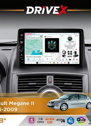Штатная магнитола для renault megane ii 2003-2009 drivex s3 qled 8" с физическими кнопками android 8-ядерный 1.6ггц 4x64гб sim-карта