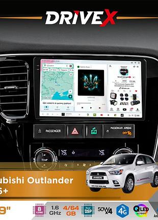 Штатна магнітола для mitsubishi outlander 2006+ drivex s4 qled 9" android 8-ядерний 1.6ггц 4x64гб sim-картка 3g/4g tda7851 4x50w