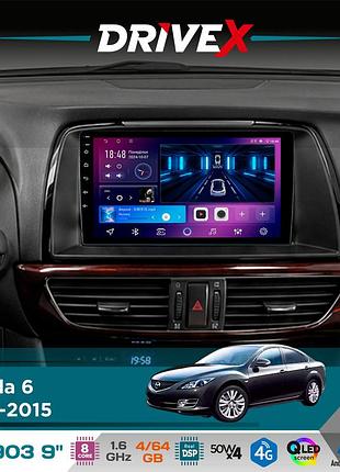Штатная магнитола для mazda 6 2012-2015 drivex se-903 qled 9" android 8-ядерный 4+64гб sim-карта 3g/4g dsp 4x50w(tda7851)