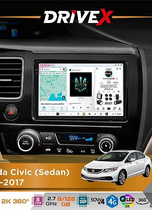Штатна магнітола для honda civic (sedan) 2013-2017 drivex s7+ 2k qled 9" android 8-ядерний 2.7ггц 8x128гб sim-картка 3g/4g ak7808